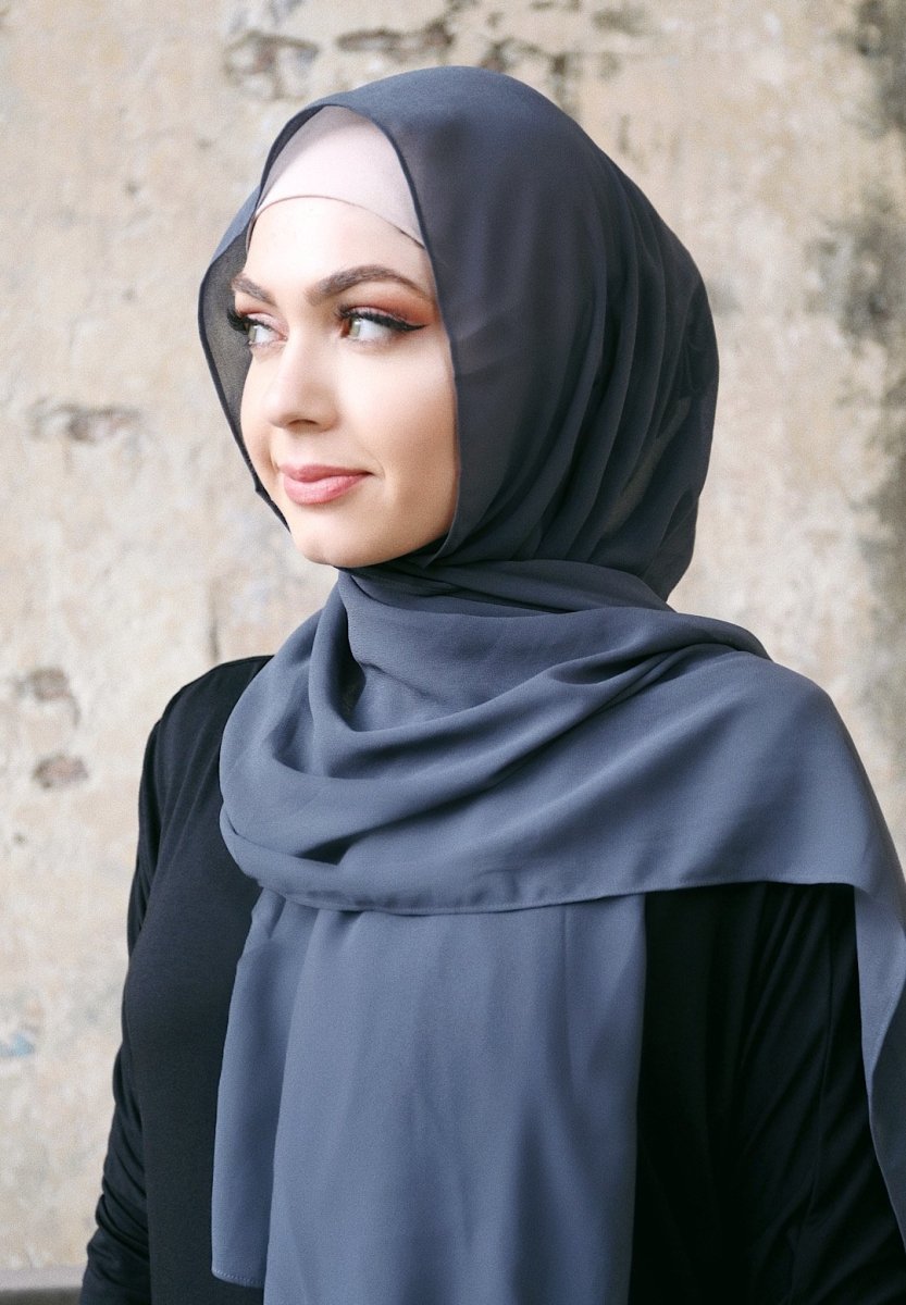 Plain Chiffon Dark Charcoal Hijab - Divinity Collection