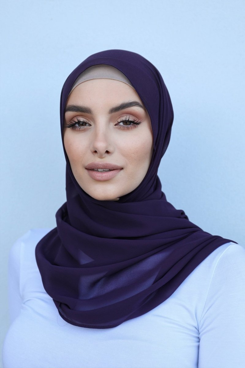 Plain Chiffon Dark Purple Hijab - Divinity Collection