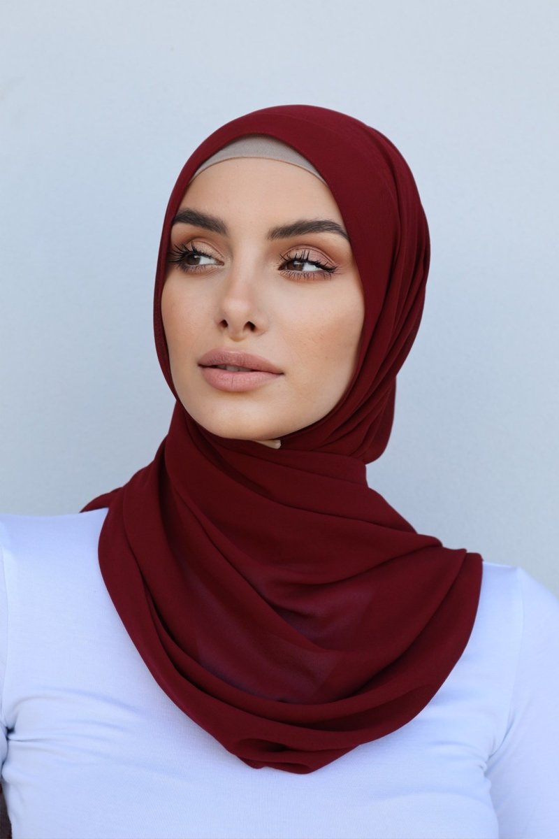 Plain Chiffon Dark Red Hijab - Divinity Collection