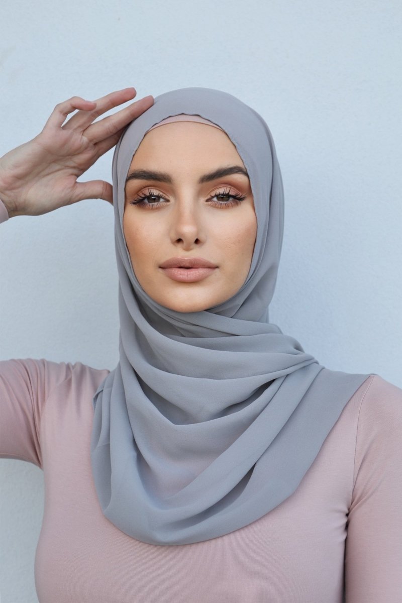 Plain Chiffon Light Grey Hijab - Divinity Collection