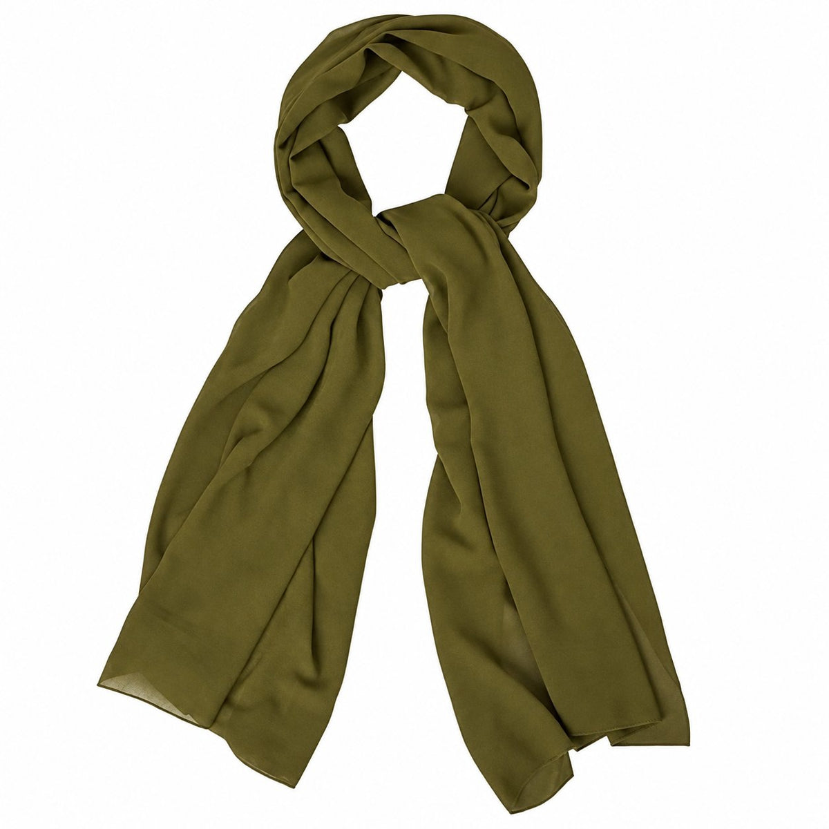 Premium olive chiffon hijab arranged on a white background