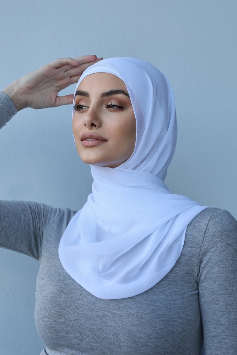 Plain Chiffon White Hijab - Divinity Collection
