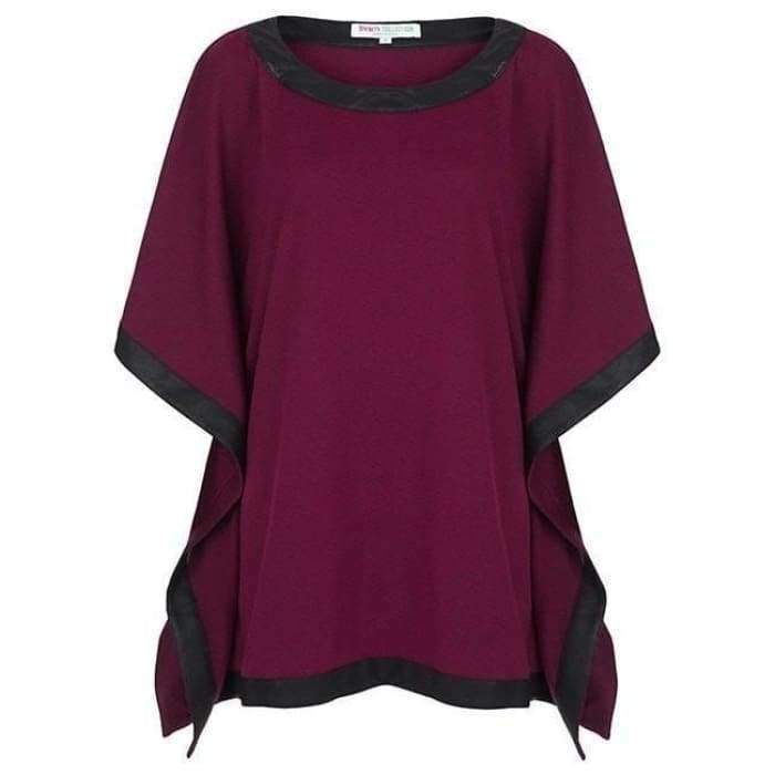 Poncho with Leather Trim - Magenta - Divinity Collection