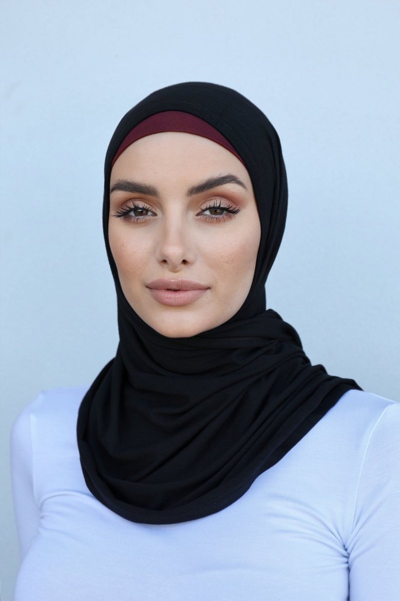 Premium Black Cotton Jersey Hijab - Divinity Collection