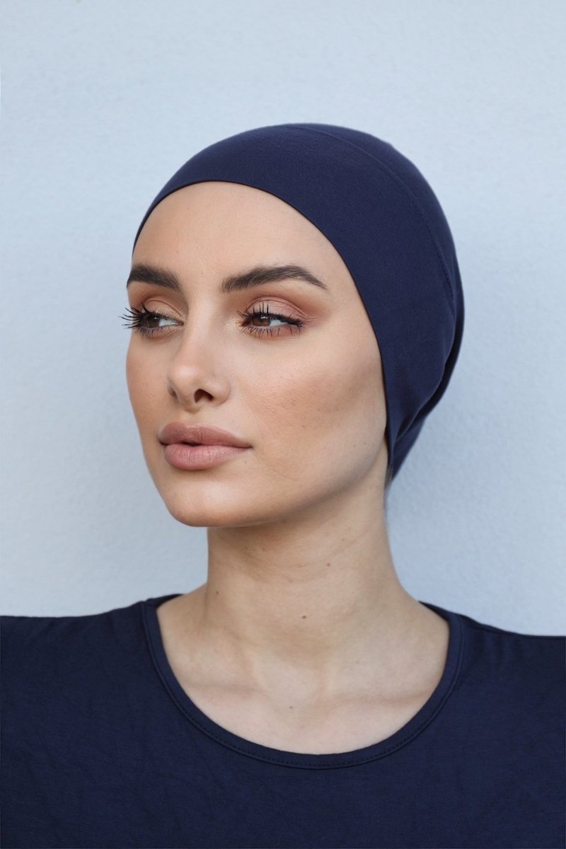 Premium Navy Cotton Hijab Cap - Divinity Collection