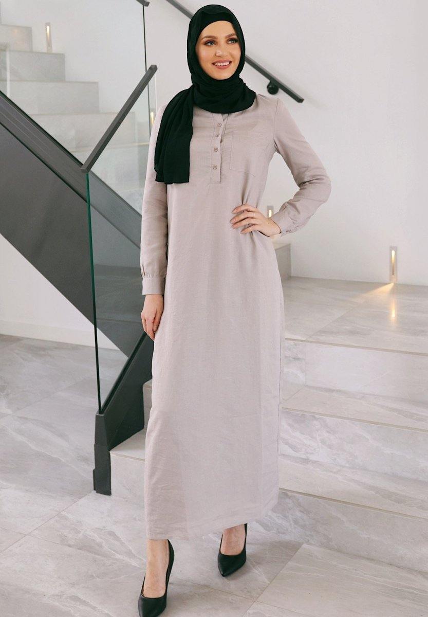Stone Linen Abaya - Divinity Collection
